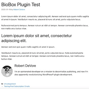 Screenshot of the BioBox plugin